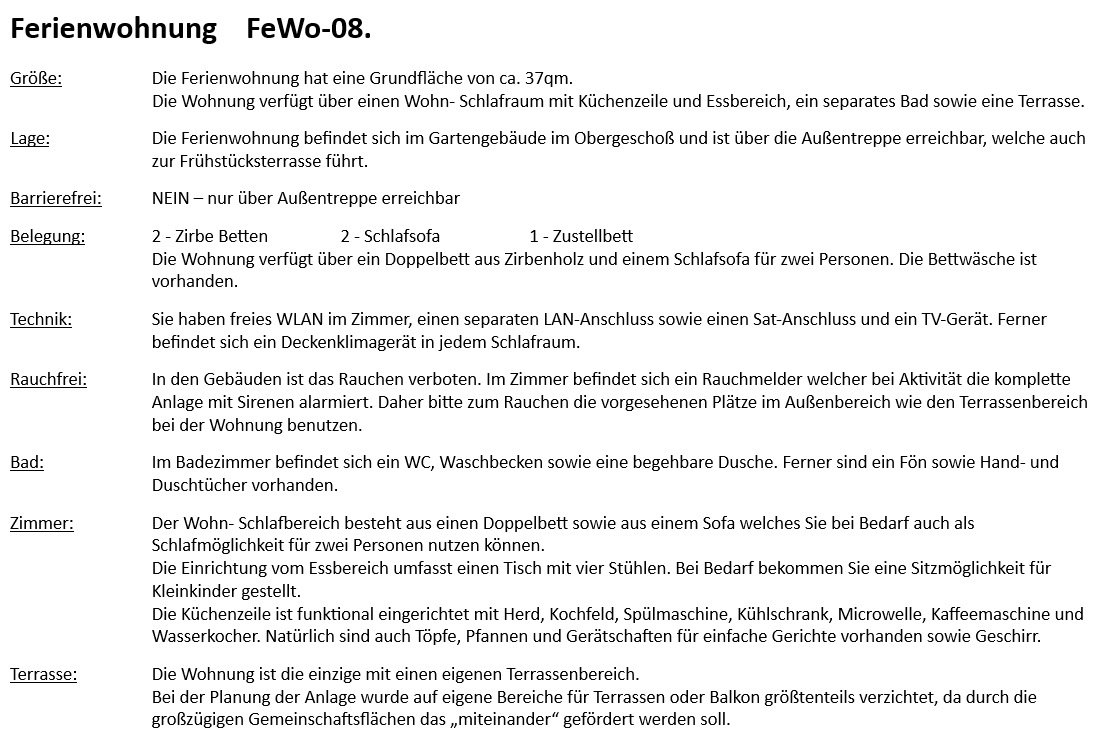 FeWo 8 – Beschreibung