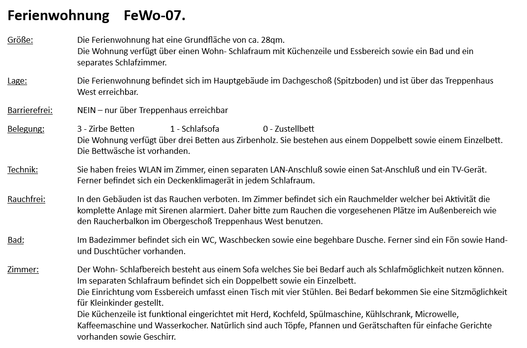 FeWo 7 – Beschreibung