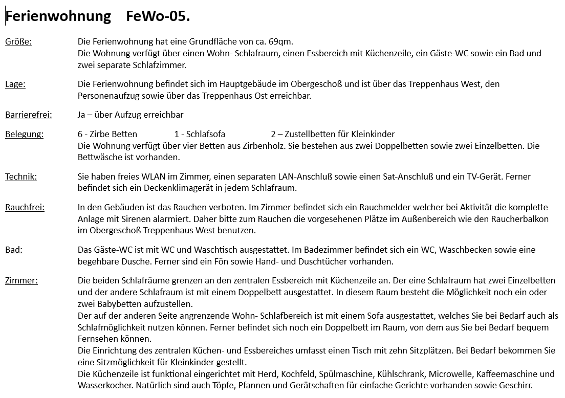 FeWo 5 – Beschreibung