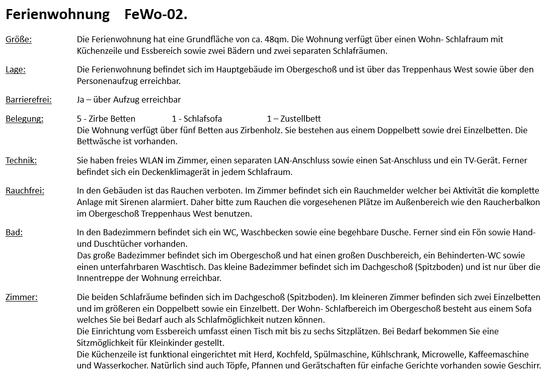 FeWo 2 – Beschreibung
