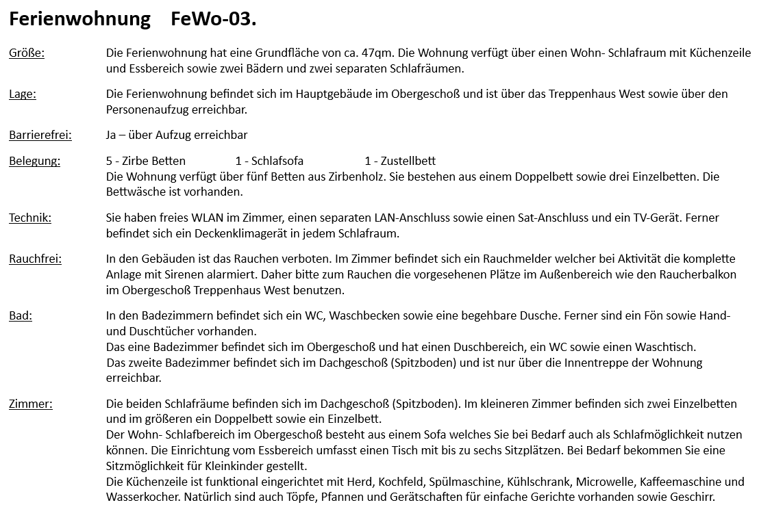 FeWo 3 – Beschreibung