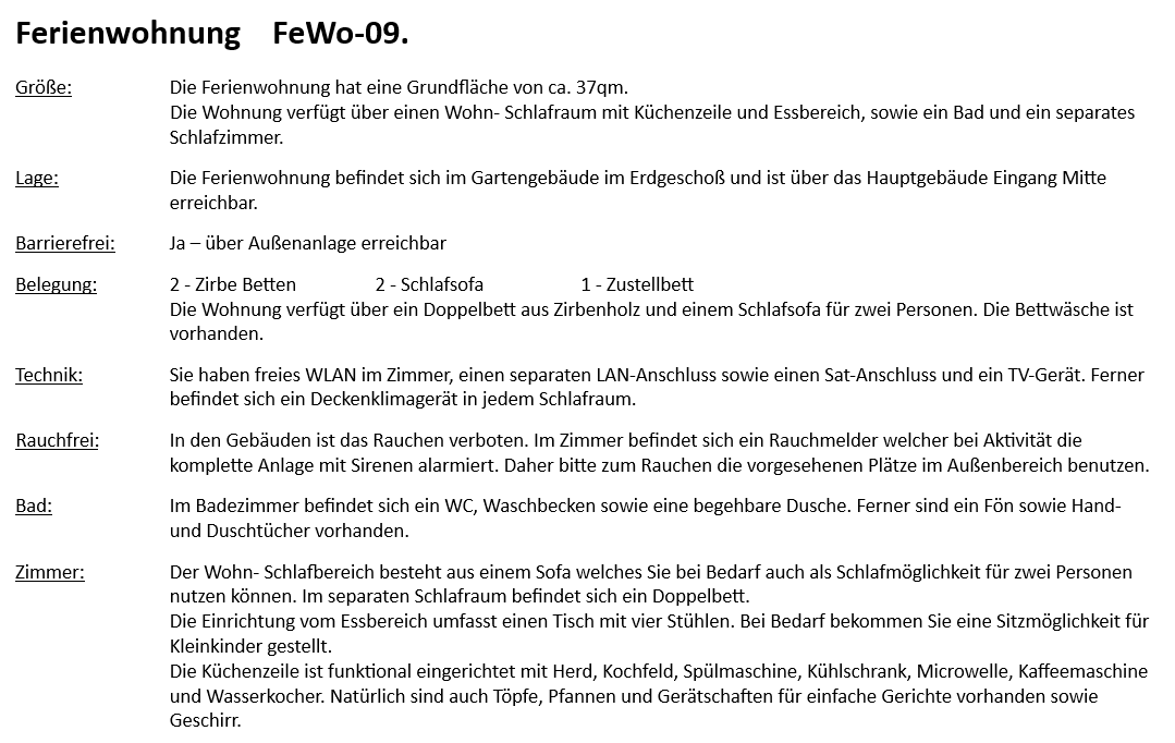 FeWo 9 – Beschreibung