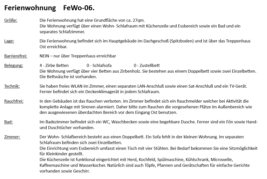 FeWo 6 – Beschreibung